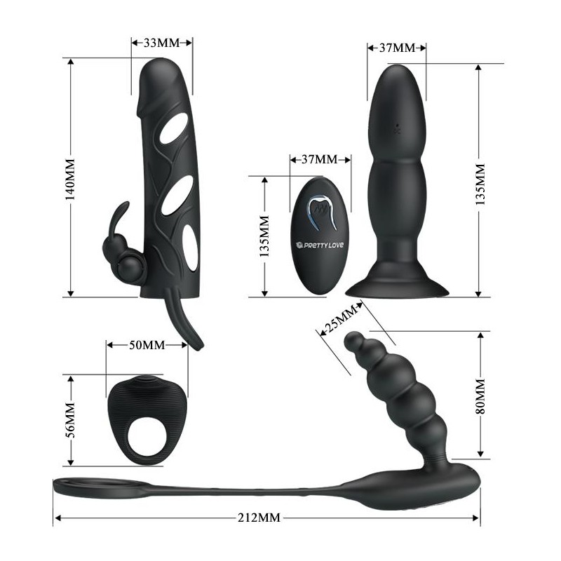 Zestaw erotyczny 4 cz plug ring nakładka na penisa